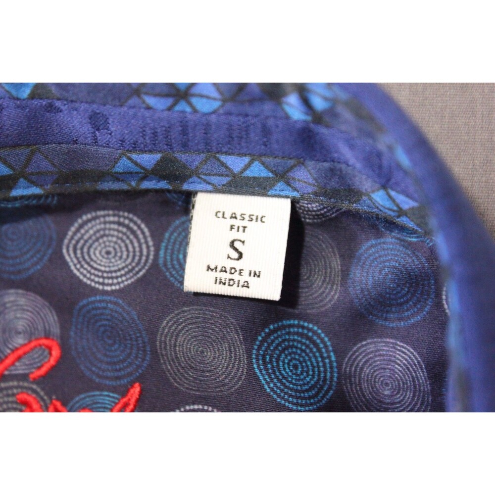 Robert Graham Shirt Mens Blue Geometric Check Flip Cuff Long Sleeve Button Up S - Picture 8 of 12